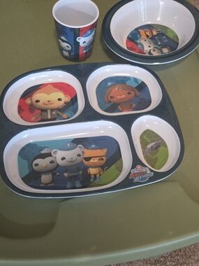 Octonauts Kids Divided Plate, Bowl & Cup Set - Navy/White/Blue